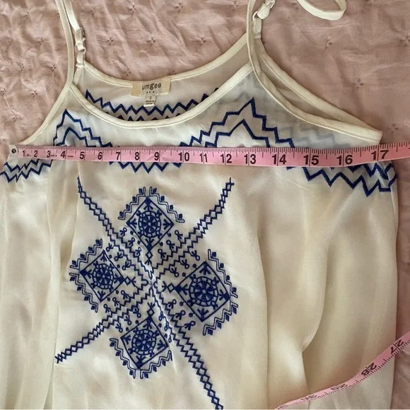 Umgee Cream and Blue Zigzag Sheer Dress - Picture 9 of 9